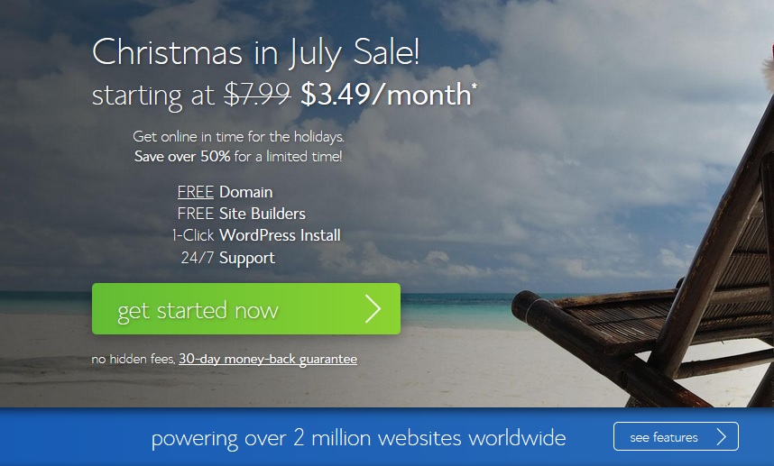 BlueHost Christmas In July Sale